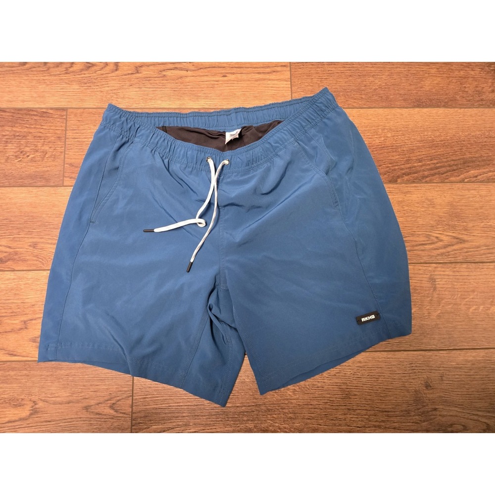 Alaskan Hardgear Swim Trunks Mens XL Blue Solid Elastic Waist Lined Drawstring